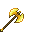 Invicon Gold Battleaxe.png: Inventory sprite for Gold Battleaxe in Minecraft as shown in-game with description: Gold Battleaxe