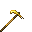 Invicon Gold Battle Hoe.png: Inventory sprite for Gold Battle Hoe in Minecraft as shown in-game with description: Gold Battle Hoe